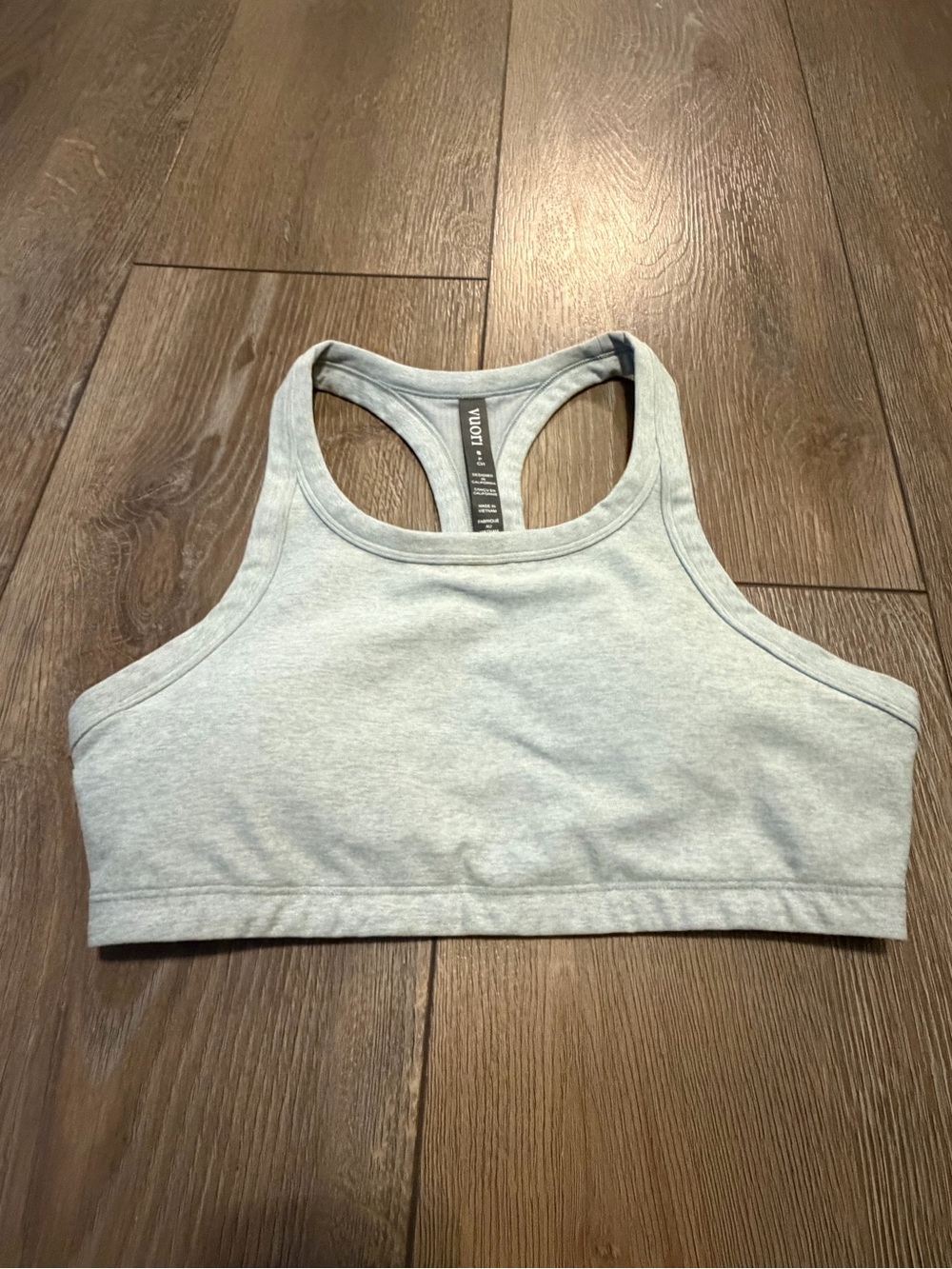 Vuori Heather Light Gray High-Neck Racerback Sports Bra